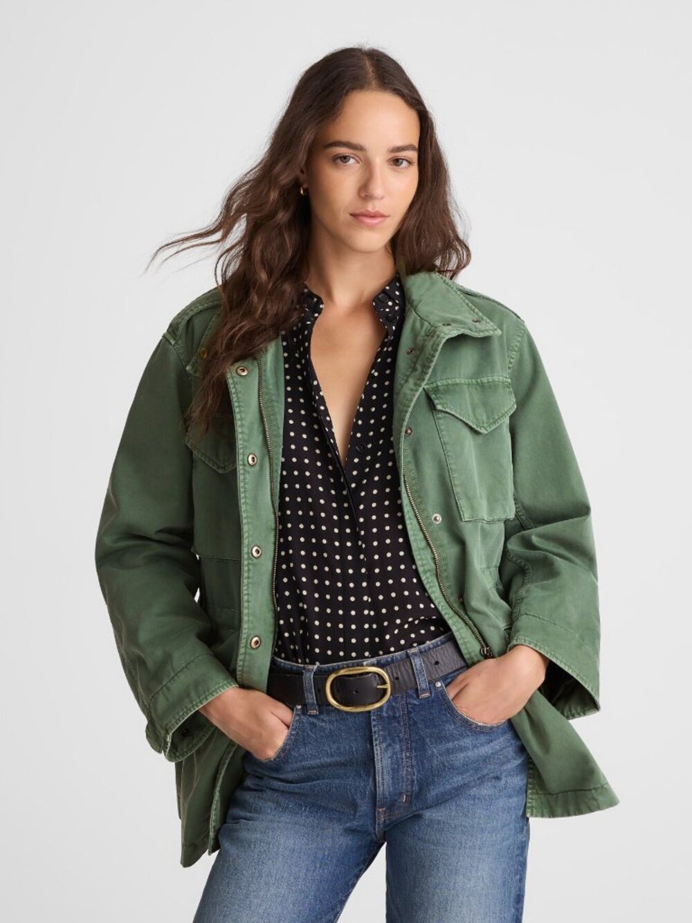 Madewell Oversized Field Jacket in Green, Size Medium